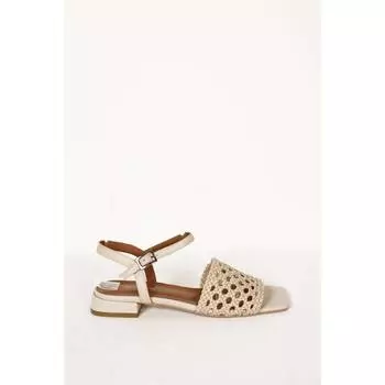 Женские бежевые плетеные сандалии на низком каблуке Новые летние удобные дышащие повседневные качественные стильные легкие сандалии