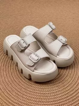 Женские бежевые сандалии Terr повышенной комфортности на ортопедической подошве с двойной полосой