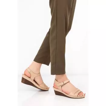 Женские бежевые туфли Potini Сандалии из натуральной кожи Удобные повседневные качественные стильные легкие сандалии