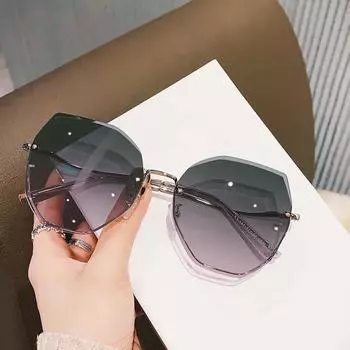 Женские безрамочные солнцезащитные очки Glassessummer, устойчивые к ультрафиолетовому излучению, с неравномерной отделкой, очки для вождения золотой/темно-зеленого