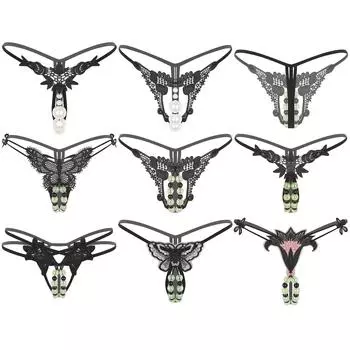 Женские бисерные массажные стринги с вырезом, клубная ночная одежда