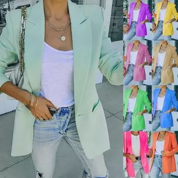 Женские блейзеры, осенне-зимний костюм с длинными рукавами, модная элегантная повседневная тонкая куртка, кардиган, пальто, повседневная верхняя одежда XXXL оранжевый