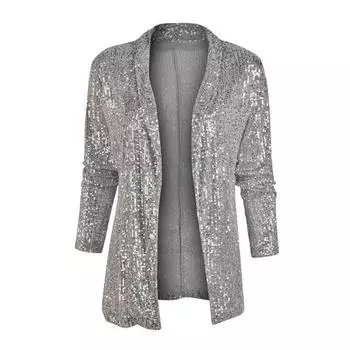 Женские блейзеры, пальто с пайетками, кардиган с длинным рукавом, модный костюм, приталенный крой, короткая верхняя одежда, женская одежда, осень S золотой