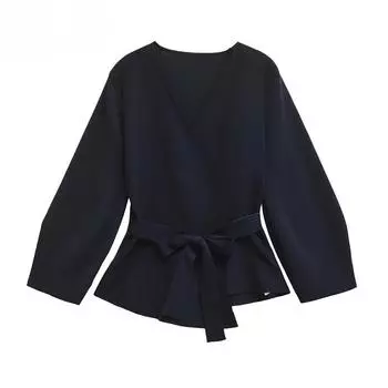 Женские блейзеры, повседневные блейзеры с запахом, женские подплечники, пальто и куртки, длинные рукава, поясные блейзеры для женщин M синий