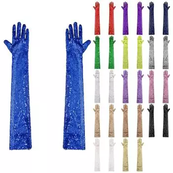 Женские блестящие сетчатые длинные перчатки до локтя, винтажные длинные перчатки для вечера оперы One Size красный