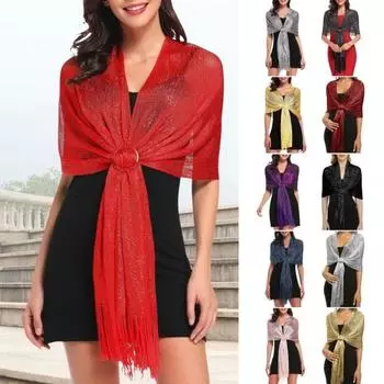 Женские блестящие шаль из металлической проволоки, шарфы для подружек невесты, накидки с пуговицами для шарфа, аксессуары для свадебной вечеринки