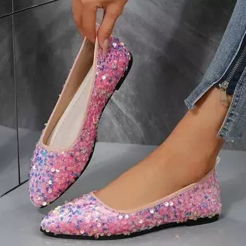 Женские блестящие туфли на плоской подошве, повседневные мокасины для ходьбы, весенние новые кроссовки с острым носком, женские модные брендовые туфли для женщин 35 бежевый