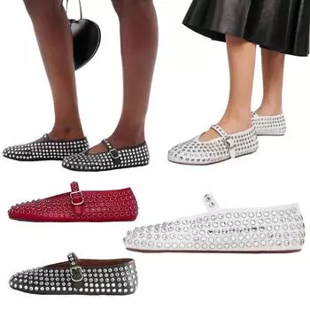 Женские блестящие туфли со стразами и пряжкой на ремешке, балетки со стразами, балетки с кристаллами, удобная женская повседневная обувь 36
