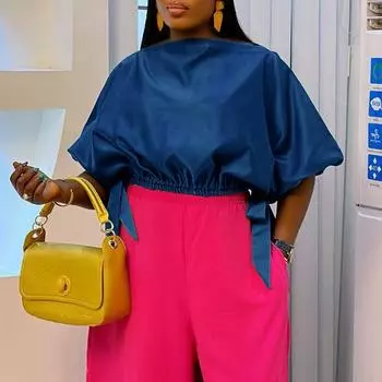 Женские блузки большого размера с открытыми плечами и коротким рукавом, однотонные M зелёный