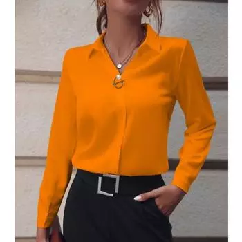 Женские блузки Commuter, универсальные, простые, однотонные рубашки, с длинными рукавами, средней длины, свободные рубашки S небесно-голубой