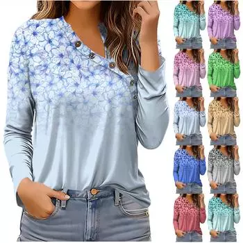 Женские блузки, нарядные повседневные модные плиссированные футболки с перекрестным вырезом и воротником на пуговицах, туники, топы, футболки, пуловеры, топы L синий