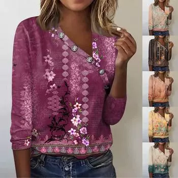 Женские блузки, нарядные повседневные сексуальные модные плиссированные футболки с перекрестным вырезом и воротником на пуговицах, модная одежда, топы-туники, футболки, пуловеры, топы L коричневый