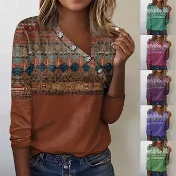 Женские блузки, нарядные повседневные сексуальные модные плиссированные футболки с перекрестным вырезом и воротником на пуговицах, модная одежда, топы-туники, футболки, пуловеры, топы XXL коричневый