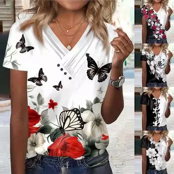 Женские блузки, нарядные повседневные сексуальные модные плиссированные футболки с перекрестным вырезом и воротником на пуговицах, модная одежда, топы-туники, футболки, пуловеры, топы XXL серый