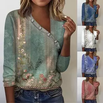 Женские блузки, нарядные повседневные сексуальные модные плиссированные футболки с перекрестным вырезом и воротником на пуговицах, модная одежда, топы-туники, футболки, пуловеры, топы L синий