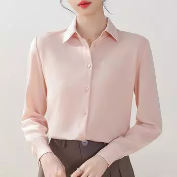 Женские блузки, рубашки, весна 2025, женская блузка с длинным рукавом, рубашка с отложным воротником, белая шифоновая блузка, рубашка, женские топы J837 S светло-зеленый