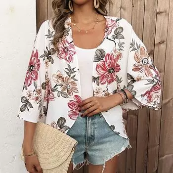 Женские блузки, рубашки, весна 2025, женская блузка, рубашка, принт, шифоновая блузка, рубашка, женские топы J888 S