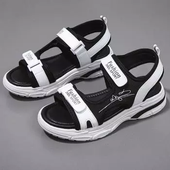 Женские большие летние модные легкие спортивные сандалии для отдыха на открытом воздухе, пляжная обувь, тапочки 34 белый/чёрный