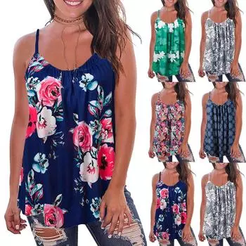 Женские большие свободные сексуальные майки без рукавов с рюшами и принтом на бретельках L оранжевый