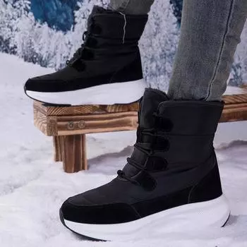 Женские большие теплые ботинки TUINANLE, зимние зимние ботинки, нескользящие, повседневные, плюшевые, теплые ботинки 36 чёрный