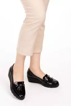Женские большие туфли из натуральной кожи черного цвета больших размеров