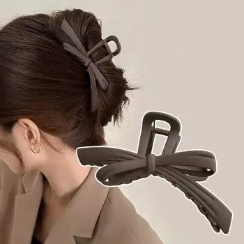 Женские большие заколки для волос для девочек, однотонные, с бантом, акриловые заколки для волос, заколки-автоматы для хвостика, модные женские шпильки для волос, головной убор Size fits all