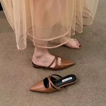 Женские босоножки Bailamos с острым носком, элегантные туфли на низком каблуке, летняя мода, женские туфли-мюли, туфли-лодочки, туфли-лодочки 35 белый