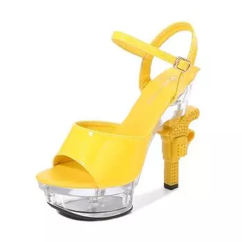 Женские босоножки, босоножки на высоком каблуке с кристаллами, женские летние светящиеся туфли, универсальные сексуальные свадебные туфли, серия 10314 LFD 34 белый