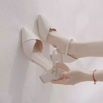 Женские босоножки Laiqi на среднем каблуке с одним ремешком и закрытым носком — универсальная и модная летняя обувь 37