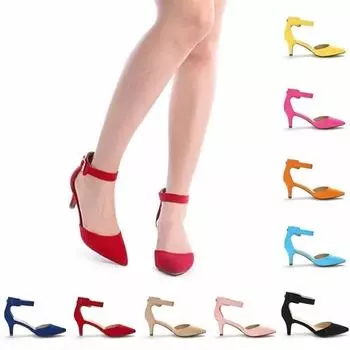 Женские босоножки, летние, женские, свадебные, замшевые, на каблуке 5 см, туфли-лодочки для свадебной вечеринки, новейшие, женские, с открытым носком, сексуальные, с ремешками на щиколотке, сандалии 35 чёрный