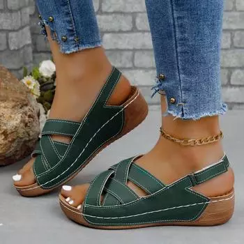 Женские босоножки Летняя обувь для женщин Босоножки на танкетке 2024 года Трендовые летние босоножки на платформе с танкеткой Zsandalias Mujer 36 чёрный