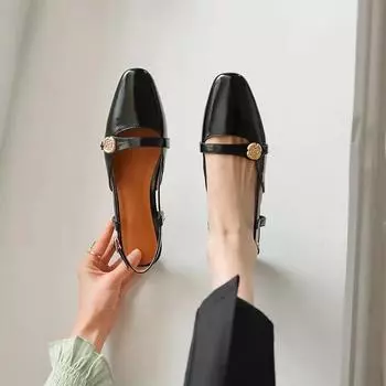 Женские босоножки Мэри Джейн из мягкой кожи в стиле ретро на толстом каблуке, новые весенние босоножки с острым носком для женщин из искусственной кожи, удобные одинарные туфли 35