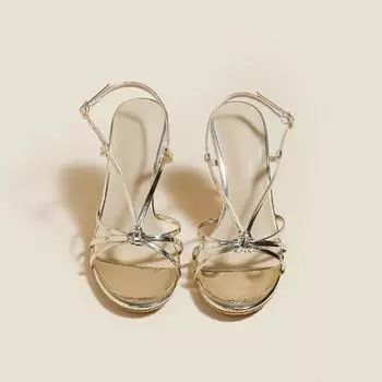 Женские босоножки, модные серебристые туфли на высоком каблуке, женские босоножки на шпильках с одним ремешком, летняя обувь 2025 года, темпераментные женские туфли 34