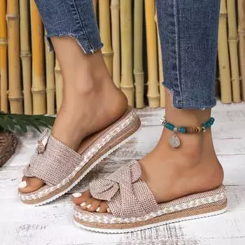 Женские босоножки на каблуке и танкетке, женские шлепанцы на платформе с цветочным узором, новые летние женские сандалии Mujer, элегантная летняя обувь 36