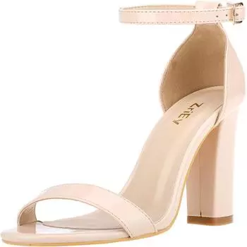 Женские босоножки на каблуке, массивные босоножки с ремешками на высоком каблуке, босоножки с открытым носком и ремешком на щиколотке, модная обувь для вечеринки и свадьбы 5 бланшированные миндальные