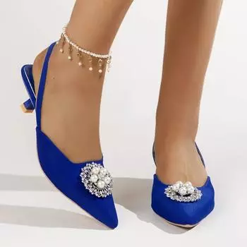 Женские босоножки на каблуке с острым носком и стразами, модные вечерние туфли-лодочки, женские пикантные модельные туфли на высоком каблуке, Zapatillas Mujer 35 чёрный