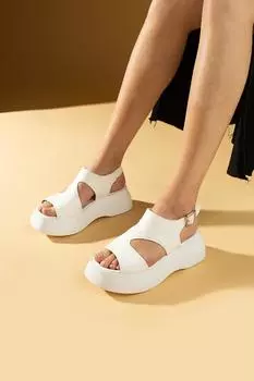 Женские босоножки на каблуке с пряжками и платформой 36-508-24