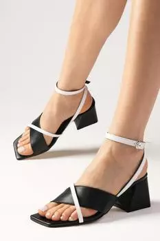 Женские босоножки на каблуке Tania черно-белого цвета