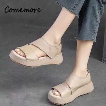 Женские босоножки на платформе, на толстой подошве, легкие повседневные босоножки, ретро-босоножки на лето 35 коричневый