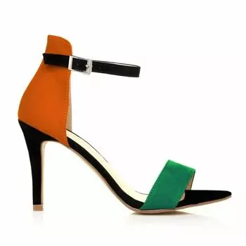 Женские босоножки на шпильках, разноцветные сексуальные туфли-лодочки, летние туфли с открытым носком и ремешком на щиколотке, высокие каблуки для вечеринок и свадебных платьев 35