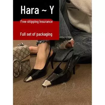 Женские босоножки на шпильке с квадратным носком и черным металлом, коллекция осень/зима 2025 г. — вдохновлены Пак Чхэ Ён 40