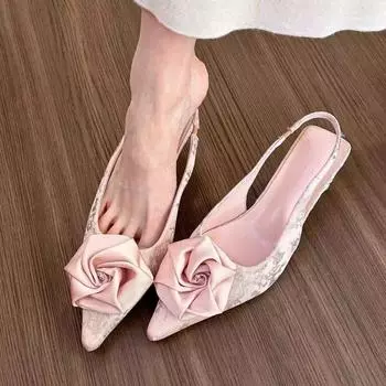 Женские босоножки на шпильке с острым принтом, новинка 2024 года, летние новые модные туфли на тонком каблуке, женские острые сандалии с ремешком сзади 35 розовый