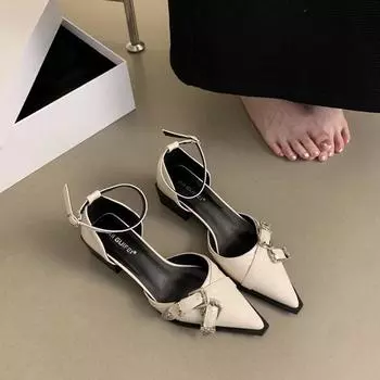 Женские босоножки на шпильке с острым носком и пряжкой весна/осень 2024 г. 34