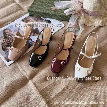 Женские босоножки на среднем каблуке с квадратным носком, лето 2024 г. 37