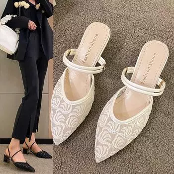 Женские босоножки на среднем толстом каблуке 35 чёрный