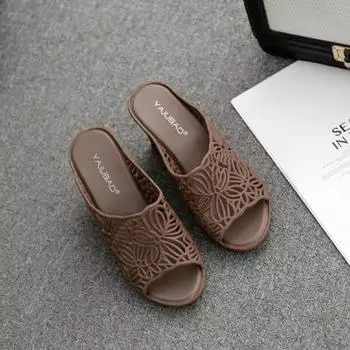 Женские босоножки на танкетке, летние, новые, повседневные, женские, на толстой подошве, полые, нескользящие, дышащие, пляжные, на высоком каблуке, сандалии 36 красный