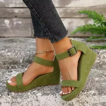 Женские босоножки на танкетке, модные легкие туфли для отдыха, женские летние новые босоножки на платформе и высоком каблуке для вечеринок, женские сандалии Zapatos De Mujer 35 светло-зеленый