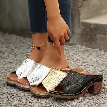 Женские босоножки на танкетке, новые летние босоножки на платформе с крокодиловым принтом, женские кожаные нескользящие пляжные шлепанцы, женская обувь больших размеров 36