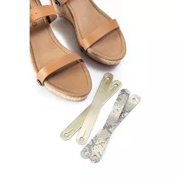 Женские босоножки на танкетке Пробковая подошва Коричневый Золотой Белый (Со сменным верхним ремешком) сандалии стиля