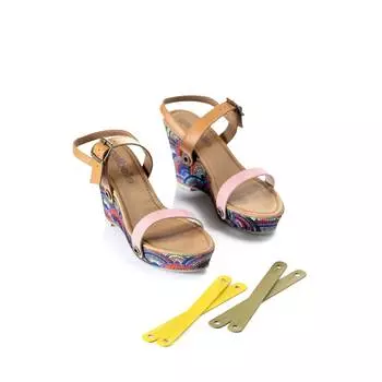 Женские босоножки на танкетке Радужная подошва Желтый Зеленый Светло-розовый (Со сменным верхним ремешком) сандалии стиля